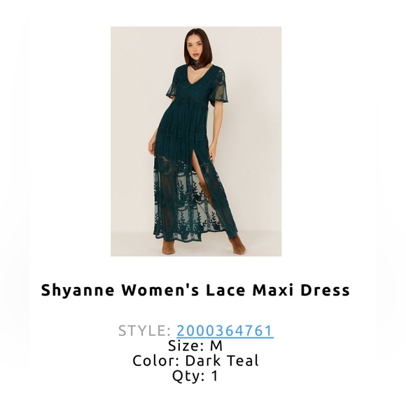 Shyanne lace maxi dress, medium, dark teal, worn a couple times - Picture 1 of 3